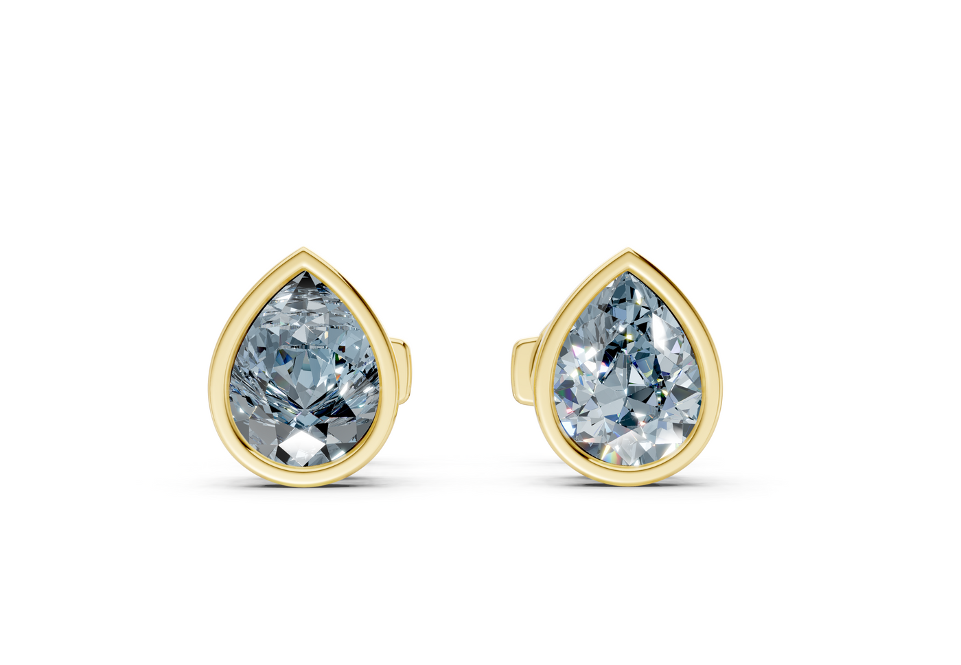 Solane Blue Diamond Pear Cut Bezel Studs