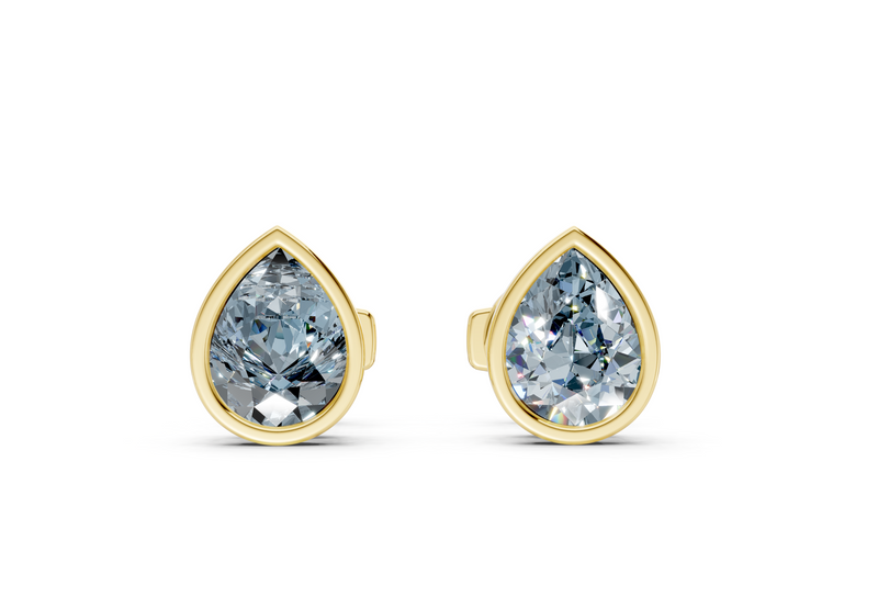 Solane Blue Diamond Pear Cut Bezel Studs