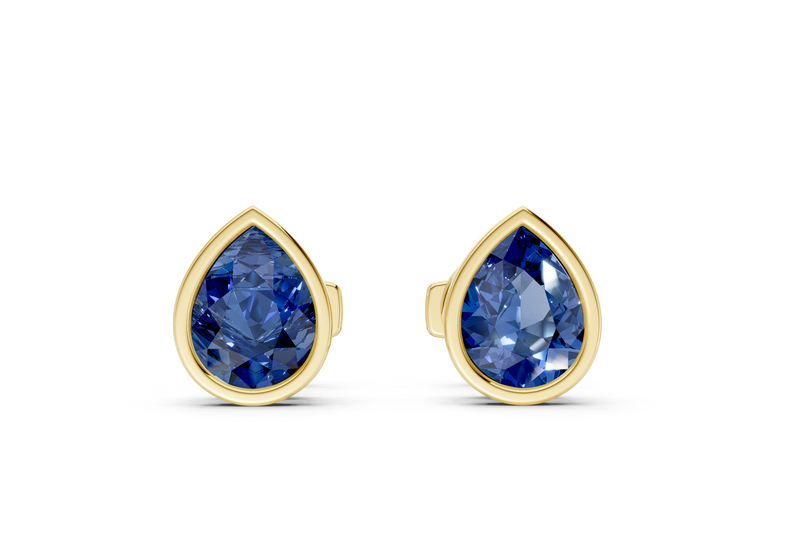 Solane Sapphire Gemstone Pear Cut Bezel Studs