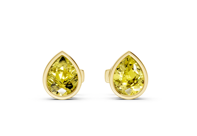 Solane Yellow Diamond Pear Cut Bezel Studs