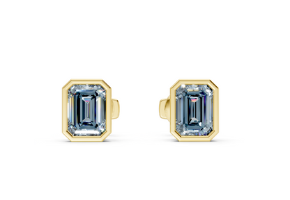 Solane Blue Diamond Emerald Cut Bezel Studs