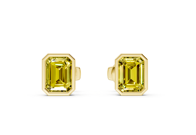 Solane Yellow Diamond Emerald Cut Bezel Studs