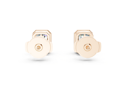 Solane Blue Diamond Emerald Cut Bezel Studs