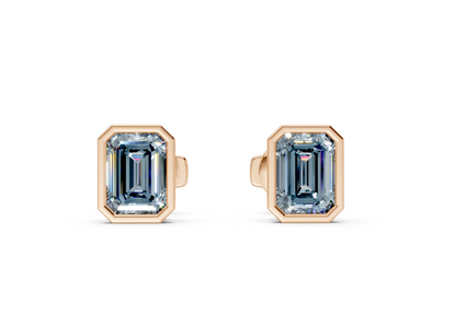 Solane Blue Diamond Emerald Cut Bezel Studs