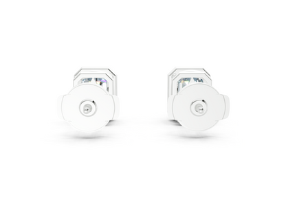 Solane Blue Diamond Emerald Cut Bezel Studs