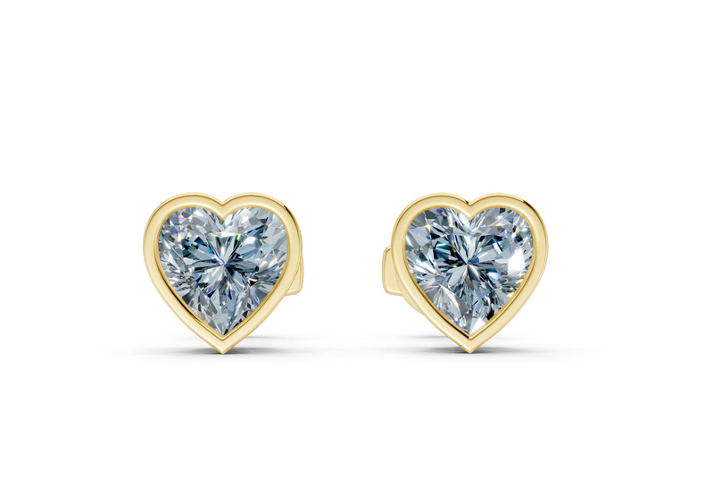Solane Blue Diamond Heart Cut Bezel Studs
