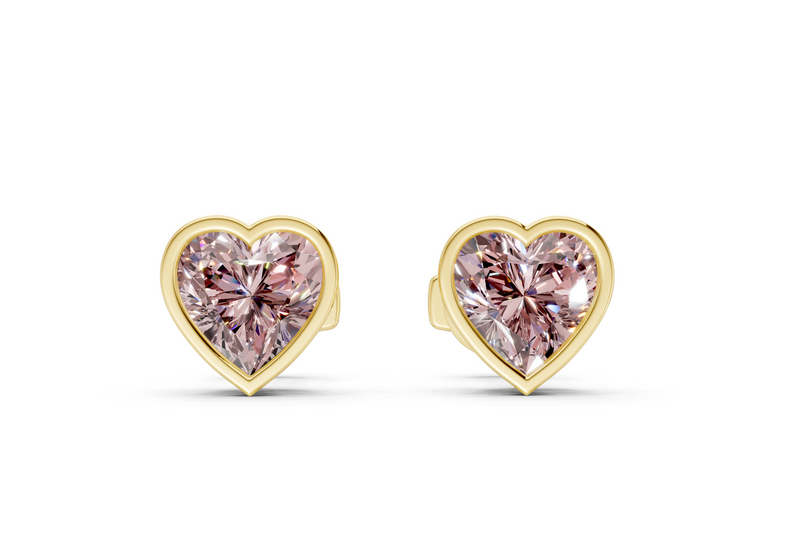 Solane Pink Diamond Heart Cut Bezel Studs