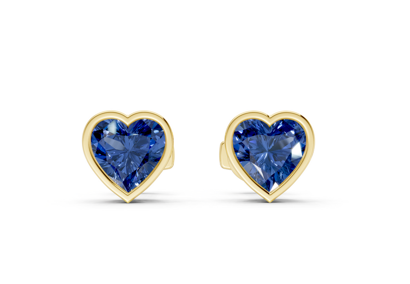 Solane Sapphire Gemstone Heart Cut Bezel Studs