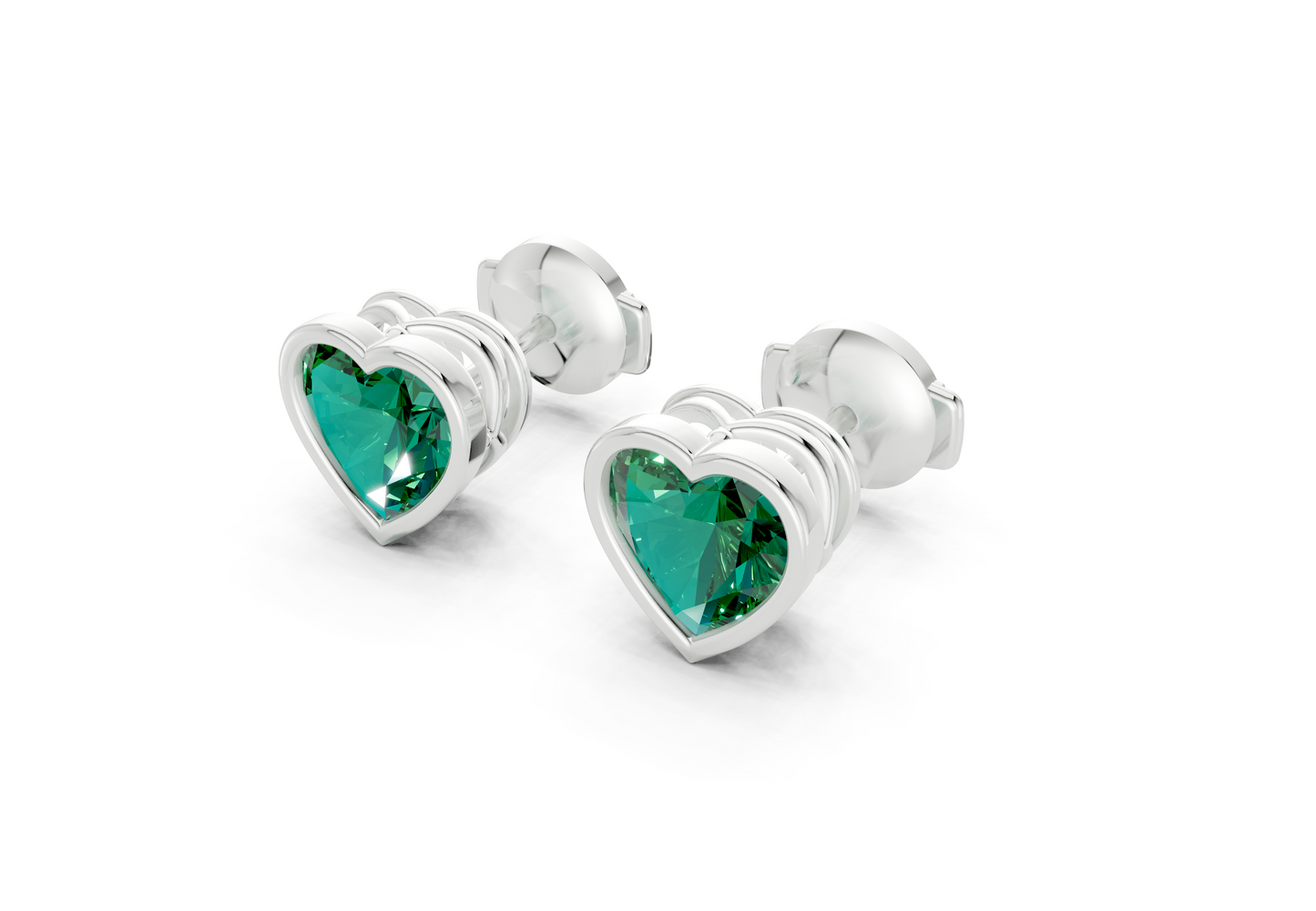 Solane Emerald Gemstone Heart Cut Bezel Studs