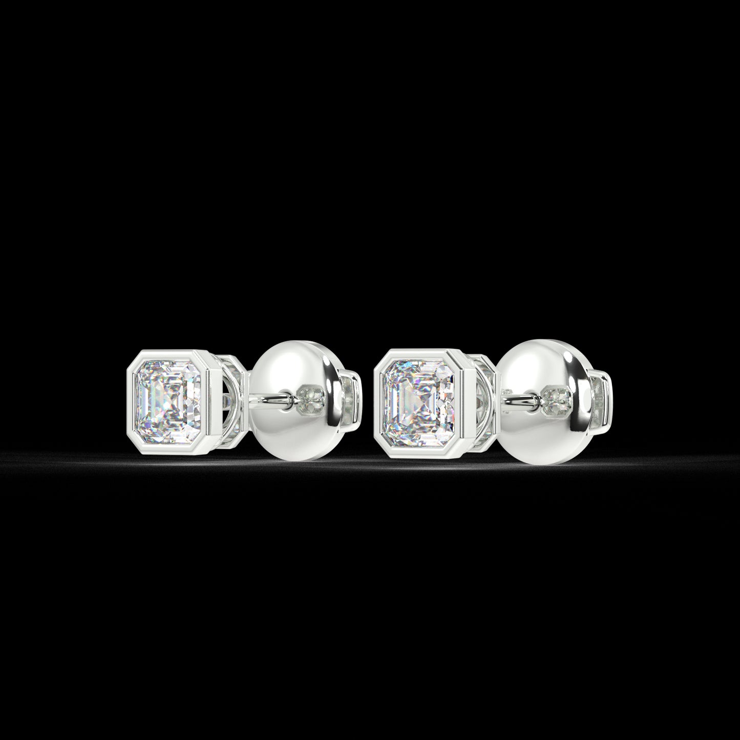 Classic Manhattan Asscher Diamond Bezel Studs