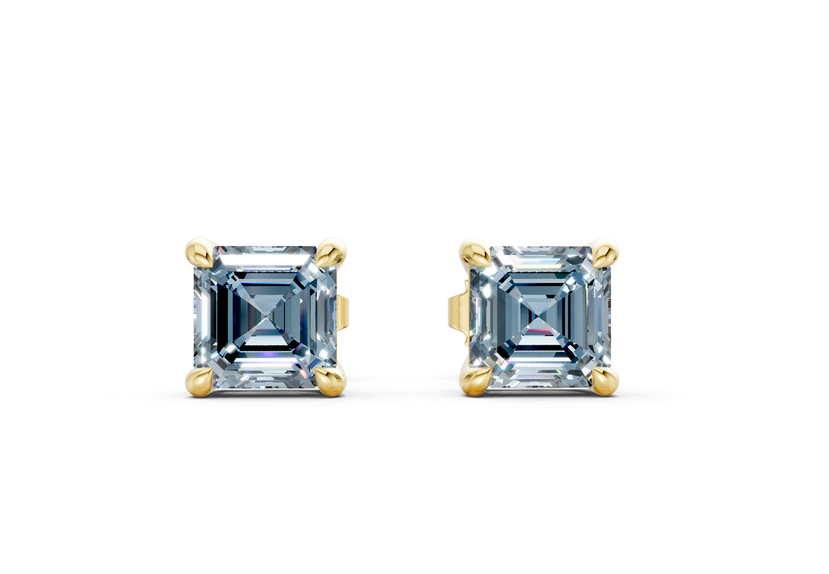 Geneva Classic Blue Diamond Asscher Cut Studs