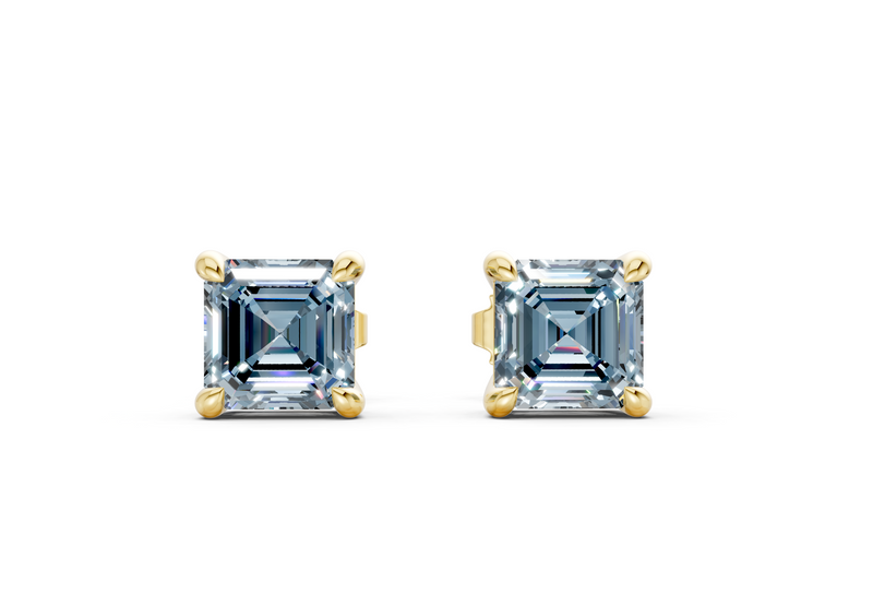 Geneva Classic Blue Diamond Asscher Cut Studs