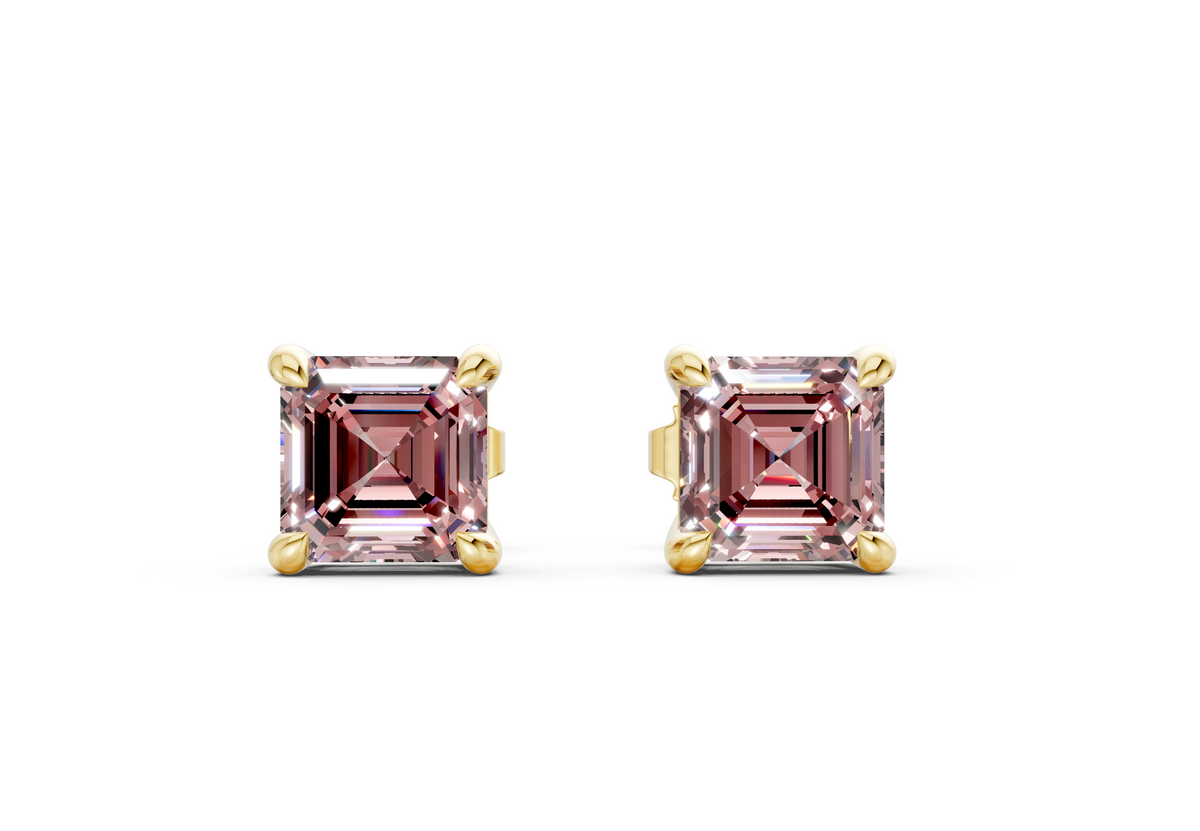 Geneva Classic Pink Diamond Asscher Cut Studs