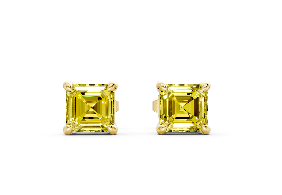 Geneva Classic Yellow Diamond Asscher Cut Studs