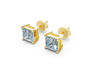 Geneva Classic Blue Diamond Princess Cut Studs