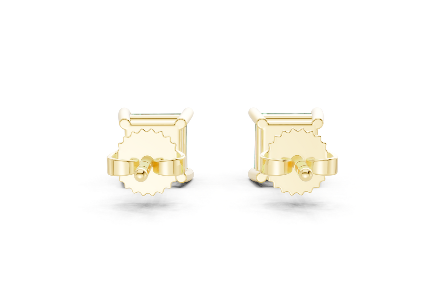 Geneva Classic Emerald Gemstone Princess Cut Studs