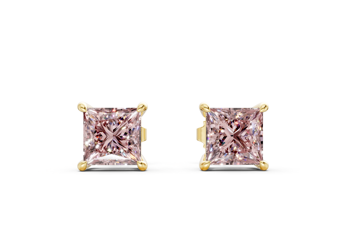 Geneva Classic Pink Diamond Princess Cut Studs
