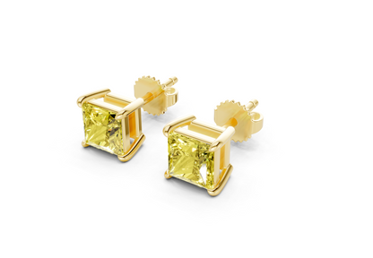 Geneva Classic Yellow Diamond Princess Cut Studs