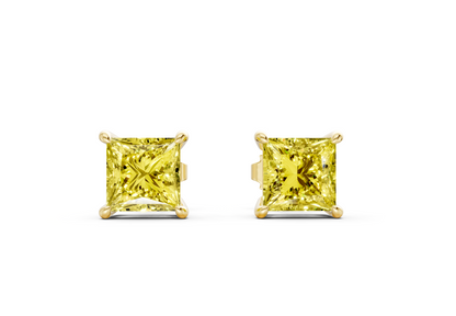 Geneva Classic Yellow Diamond Princess Cut Studs