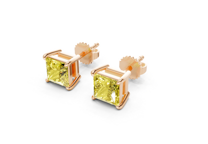 Geneva Classic Yellow Diamond Princess Cut Studs