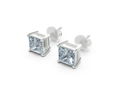 Geneva Classic Blue Diamond Princess Cut Studs