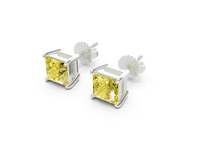 Geneva Classic Yellow Diamond Princess Cut Studs