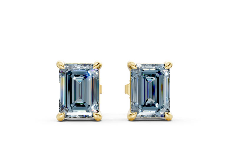 Geneva Classic Blue Diamond Emerald Cut Studs