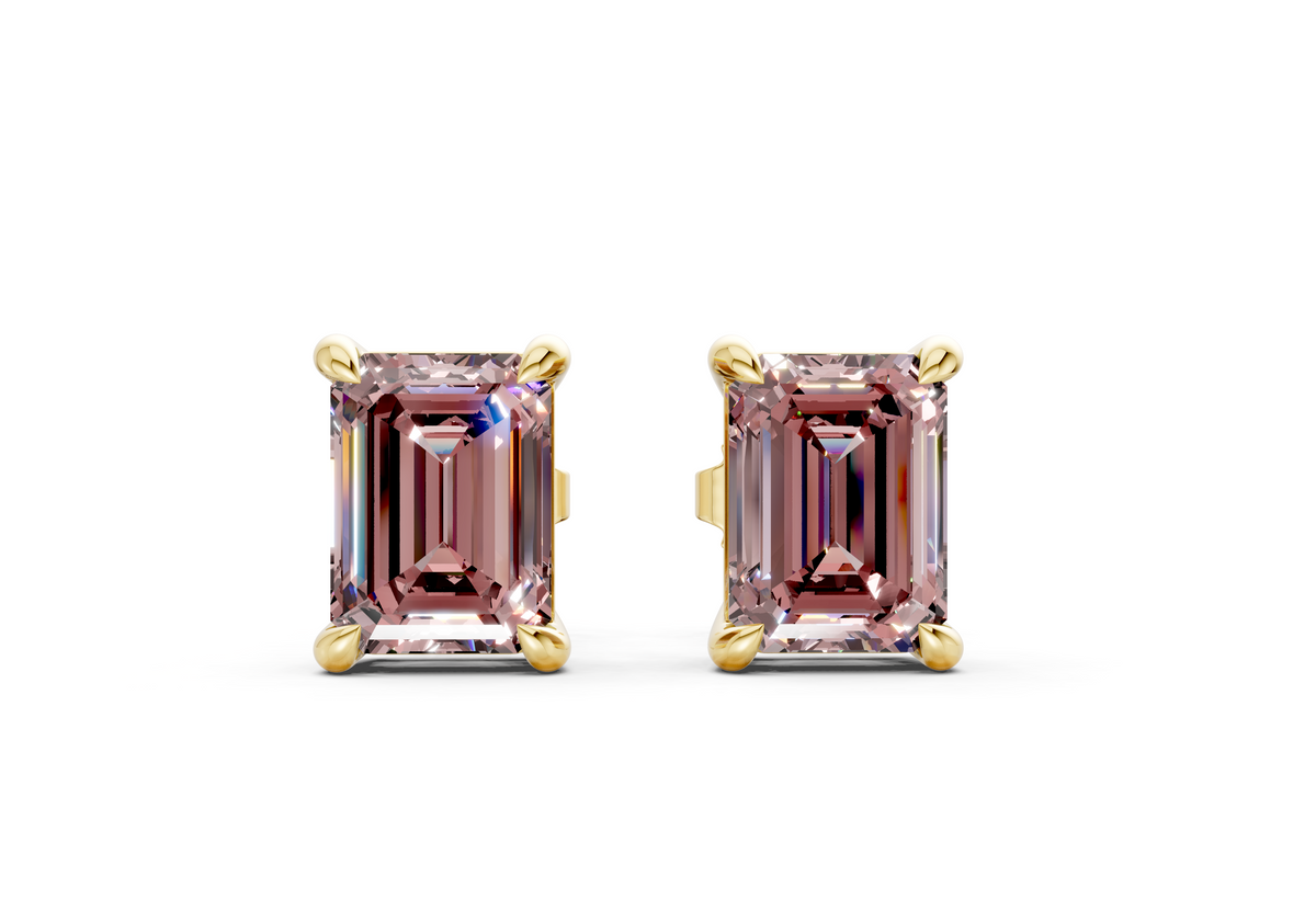 Geneva Classic Pink Diamond Emerald Cut Studs