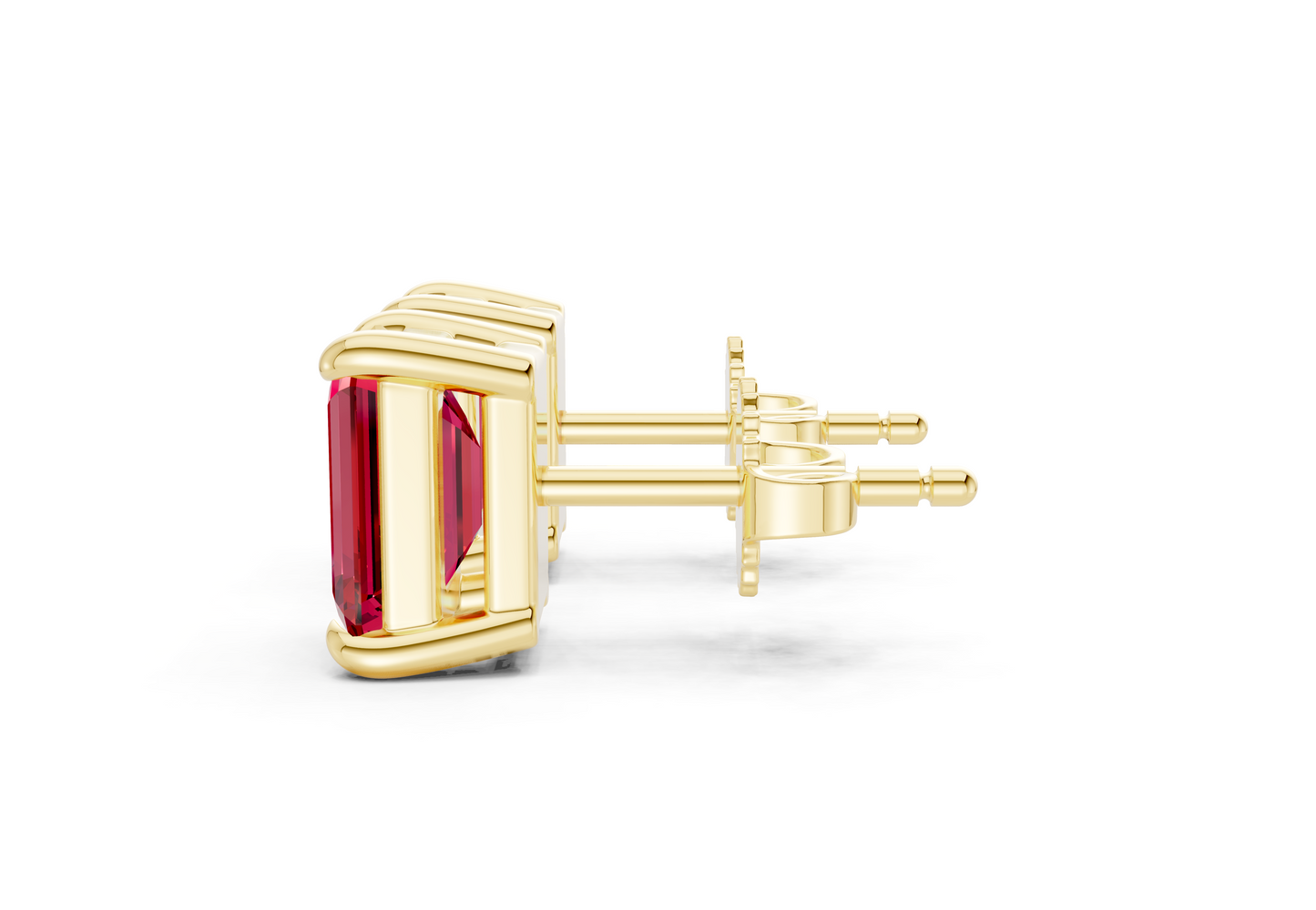 Geneva Classic Ruby Gemstone Emerald Cut Studs