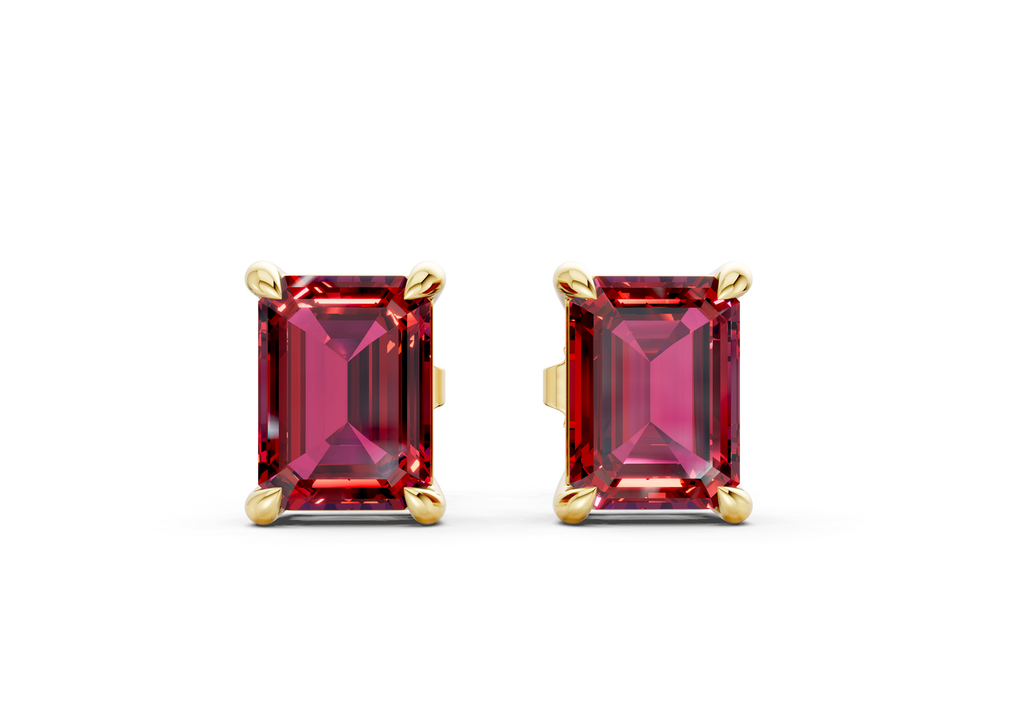 Geneva Classic Ruby Gemstone Emerald Cut Studs
