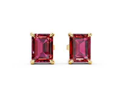 Geneva Classic Ruby Gemstone Emerald Cut Studs