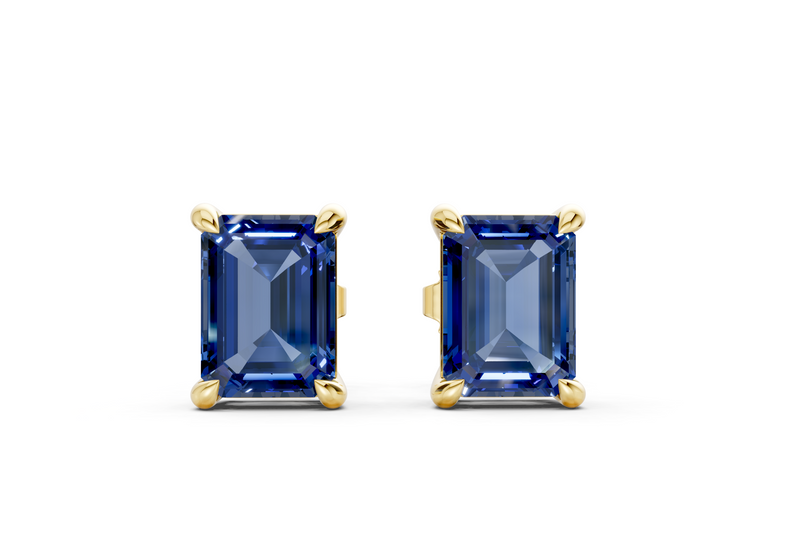 Geneva Classic Sapphire Gemstone Emerald Cut Studs