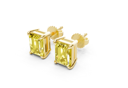 Geneva Classic Yellow Diamond Emerald Cut Studs