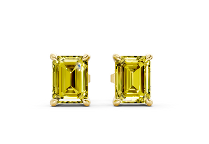 Geneva Classic Yellow Diamond Emerald Cut Studs