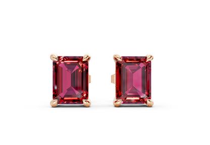 Geneva Classic Ruby Gemstone Emerald Cut Studs