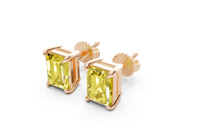 Geneva Classic Yellow Diamond Emerald Cut Studs