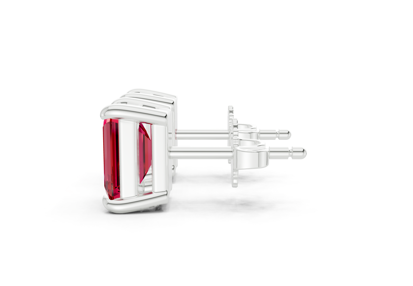 Geneva Classic Ruby Gemstone Emerald Cut Studs