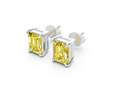 Geneva Classic Yellow Diamond Emerald Cut Studs