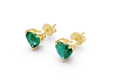 Geneva Classic Emerald Gemstone Heart Cut Studs
