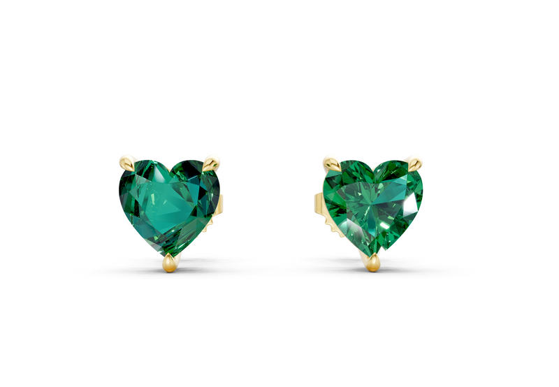 Geneva Classic Emerald Gemstone Heart Cut Studs