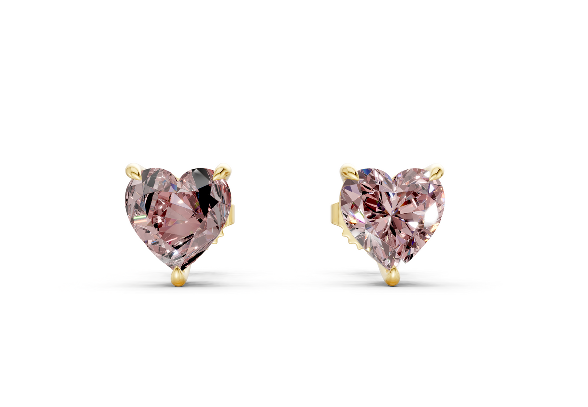 Geneva Classic Pink Diamond Heart Cut Studs