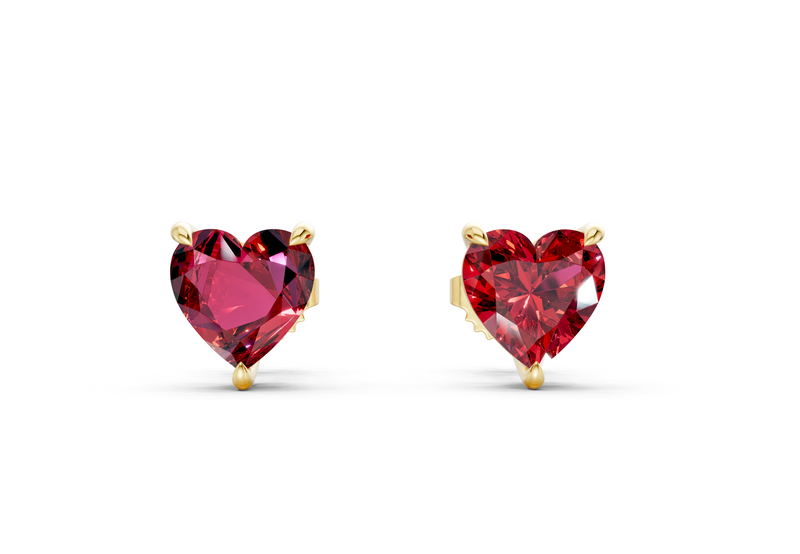 Geneva Classic Ruby Gemstone Heart Cut Studs