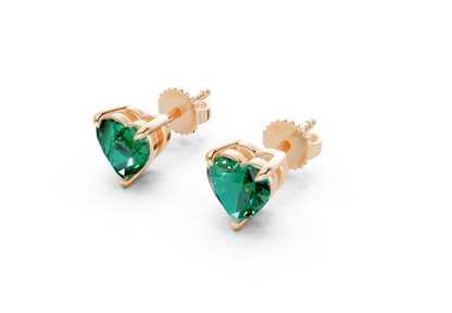 Geneva Classic Emerald Gemstone Heart Cut Studs