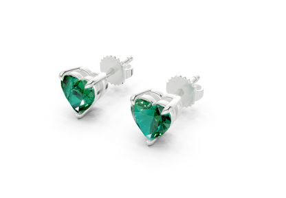 Geneva Classic Emerald Gemstone Heart Cut Studs