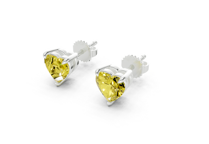 Geneva Classic Yellow Diamond Heart Cut Studs