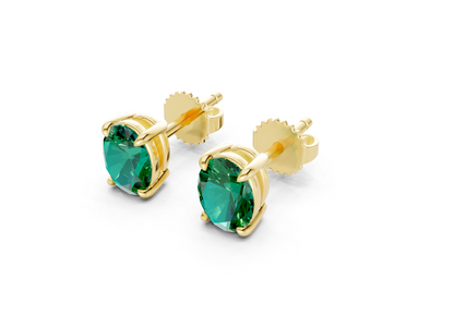 Geneva Classic Emerald Gemstone Oval Cut Studs