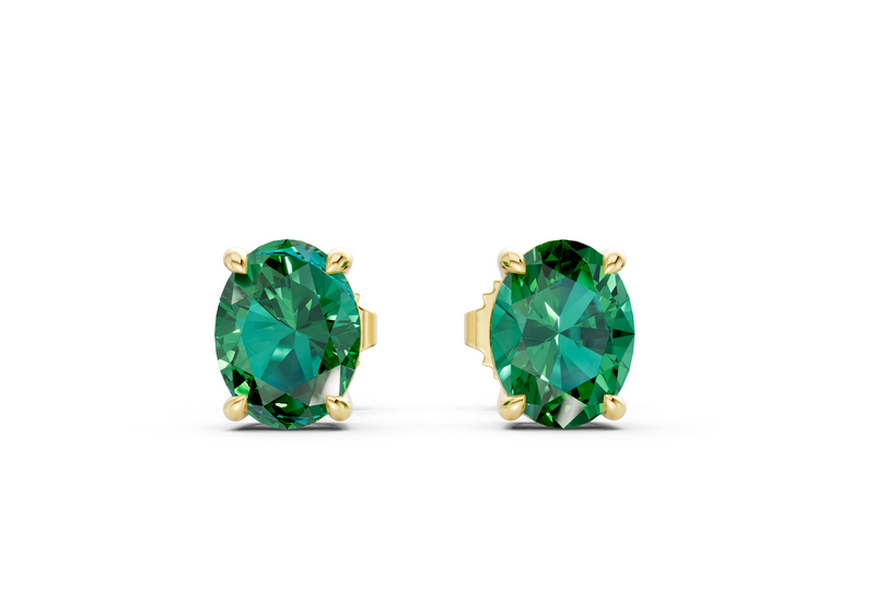 Geneva Classic Emerald Gemstone Oval Cut Studs