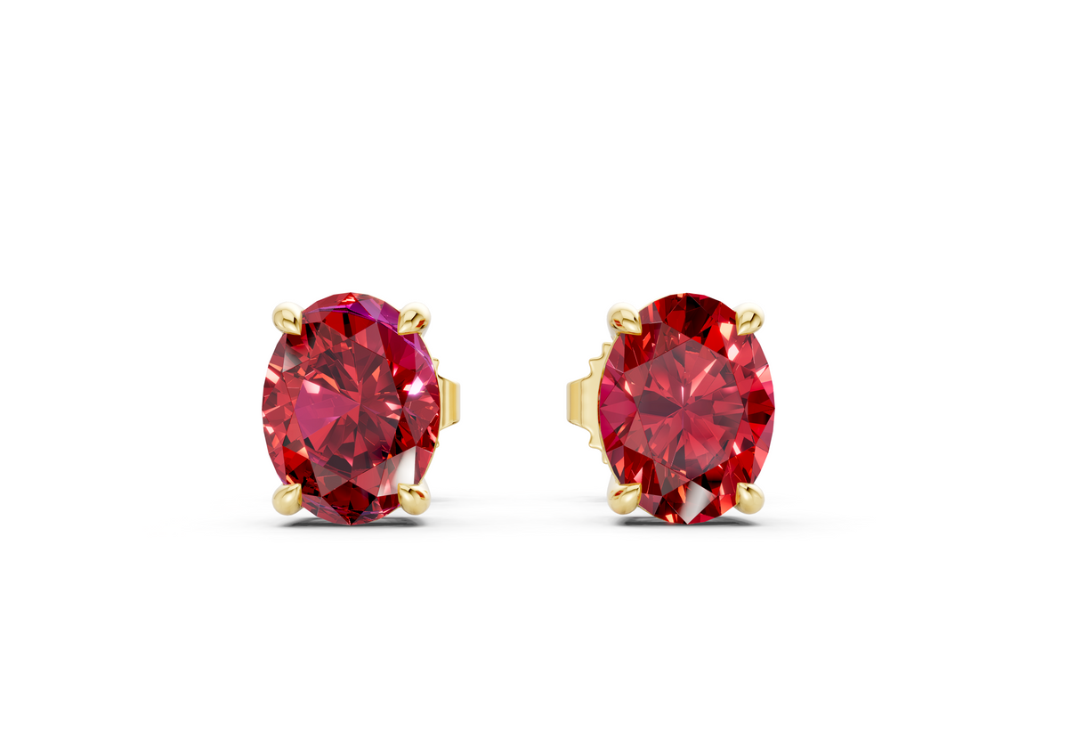 Geneva Classic Ruby Gemstone Oval Cut Studs