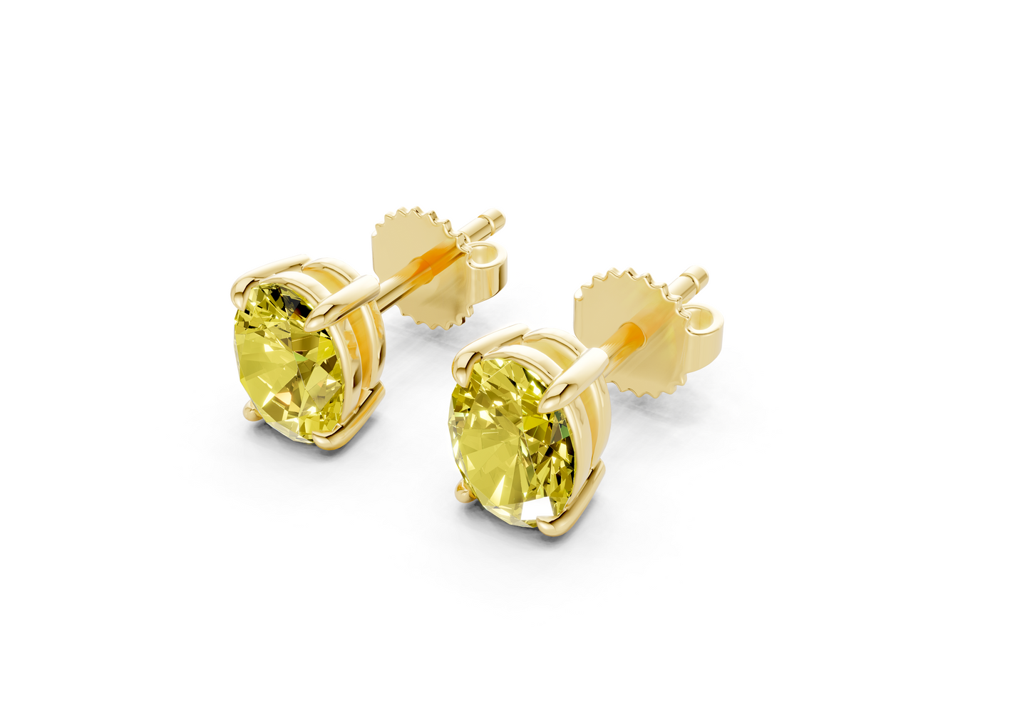 Geneva Classic Yellow Diamond Oval Cut Studs