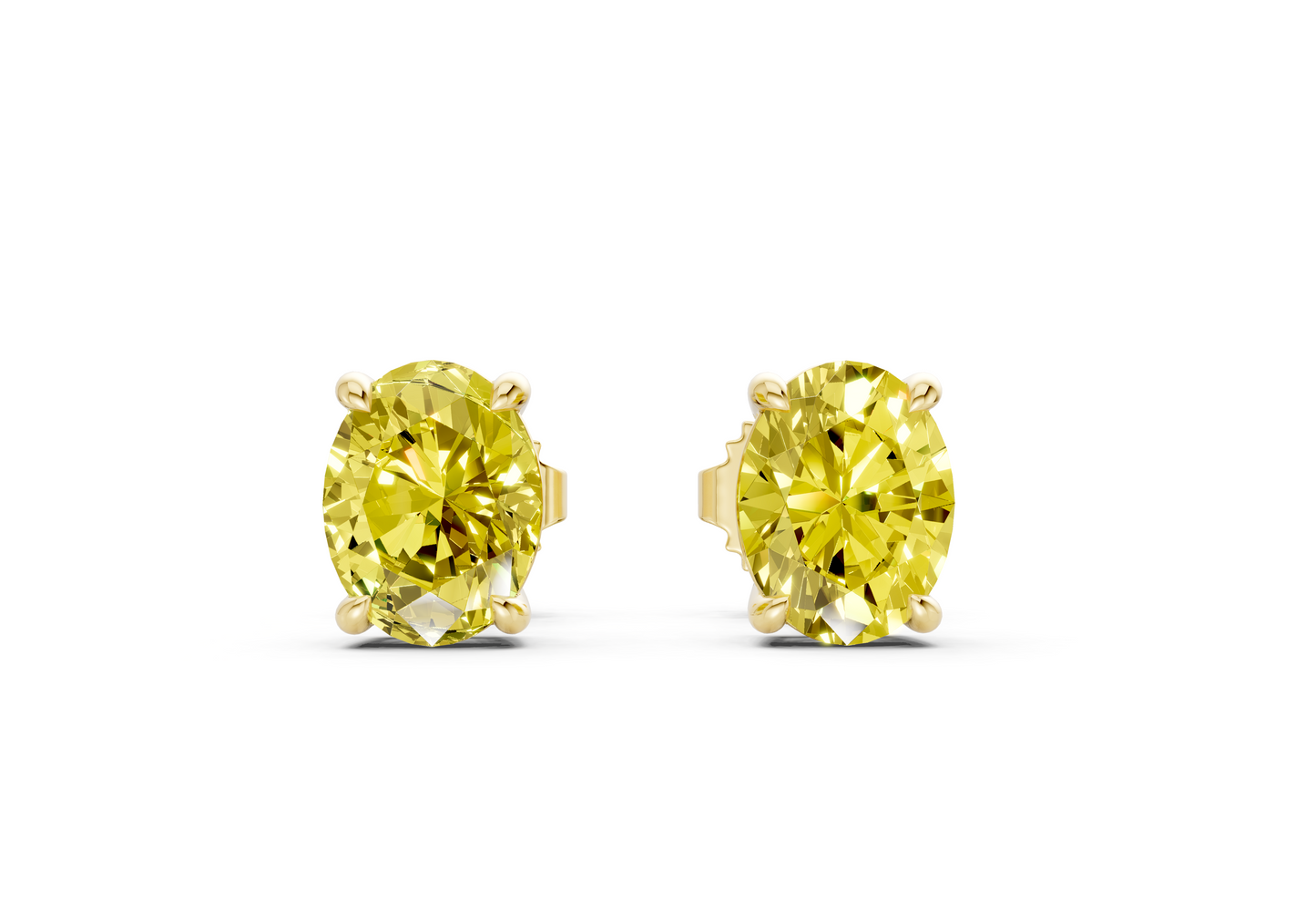 Geneva Classic Yellow Diamond Oval Cut Studs